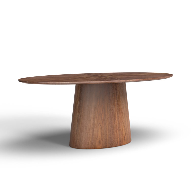 Contemporary Mid-Century Walnut Oval Dining Table, Seats Eight