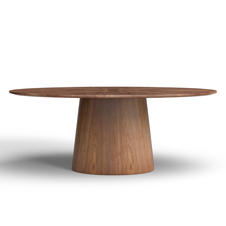 Contemporary Mid-Century Walnut Oval Dining Table, Seats Eight