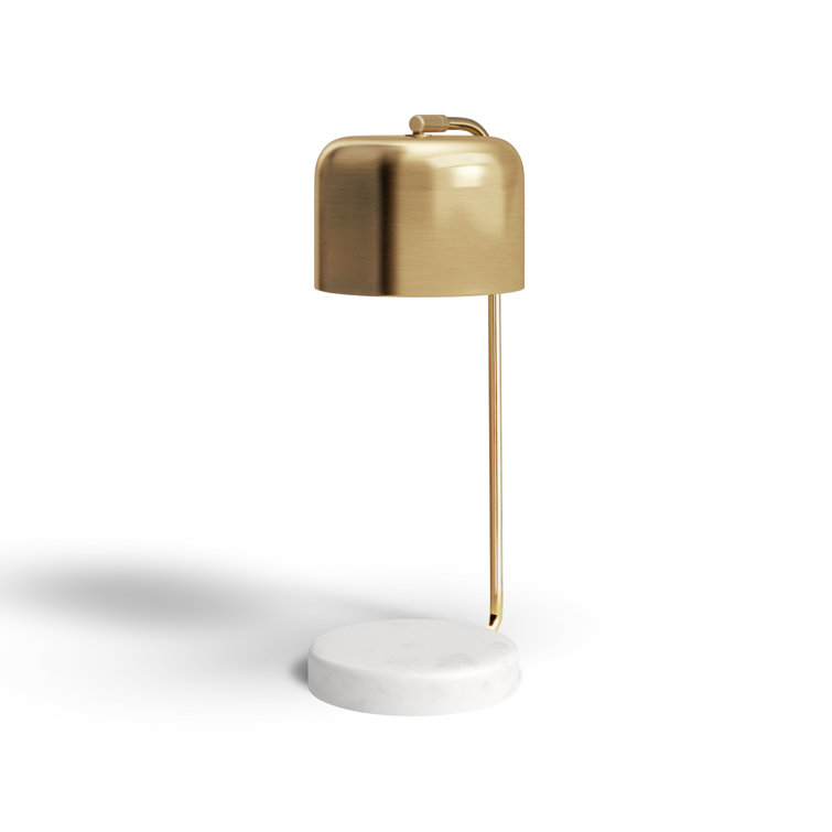 Elegant Brass Arc Table Lamp with White Marble Base