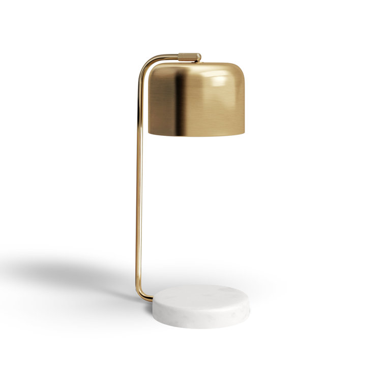 Elegant Brass Arc Table Lamp with White Marble Base