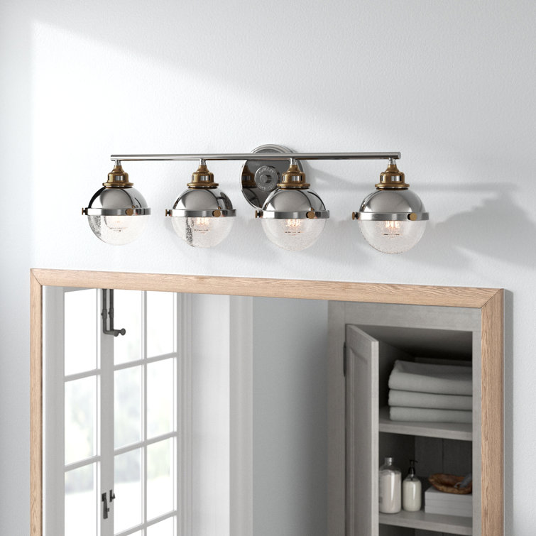 Polished Nickel and Brass 4-Light Vanity Light with Clear Glass