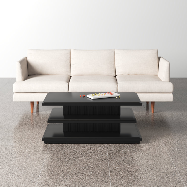 Black Mahogany Three-Tiered Storage Coffee Table