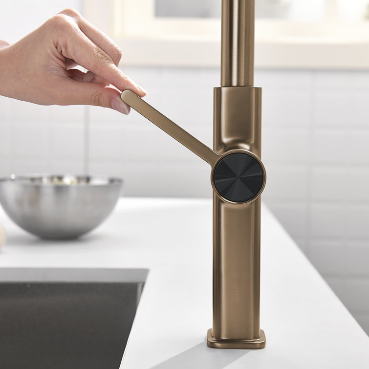 Brushed Brass Single Handle Pull-Out Kitchen Faucet