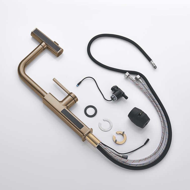 Brushed Brass Single Handle Pull-Out Kitchen Faucet