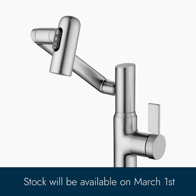 Brushed Nickel Rotatable Bathroom Faucet with Temperature Display