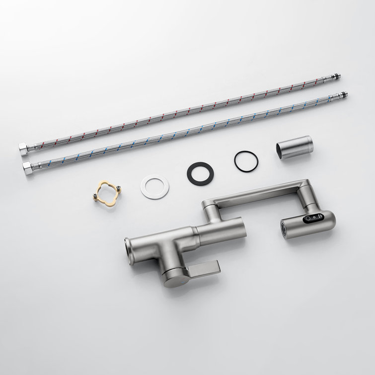 Brushed Nickel Rotatable Bathroom Faucet with Temperature Display