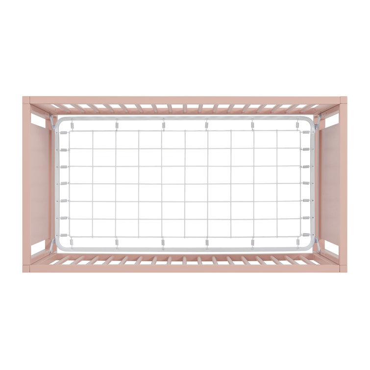 Blush Pink Convertible Baby Crib with Adjustable Heights