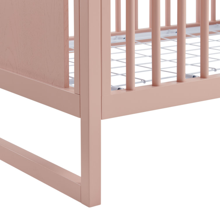 Blush Pink Convertible Baby Crib with Adjustable Heights