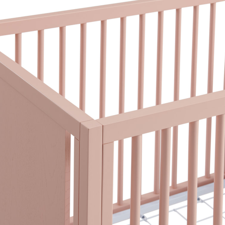 Blush Pink Convertible Baby Crib with Adjustable Heights
