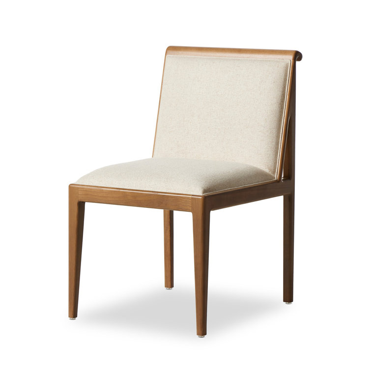Natural Linen Upholstered Wood Side Chair, 34-inch Height