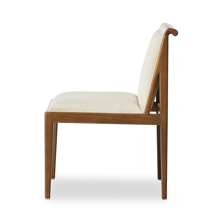 Natural Linen Upholstered Wood Side Chair, 34-inch Height