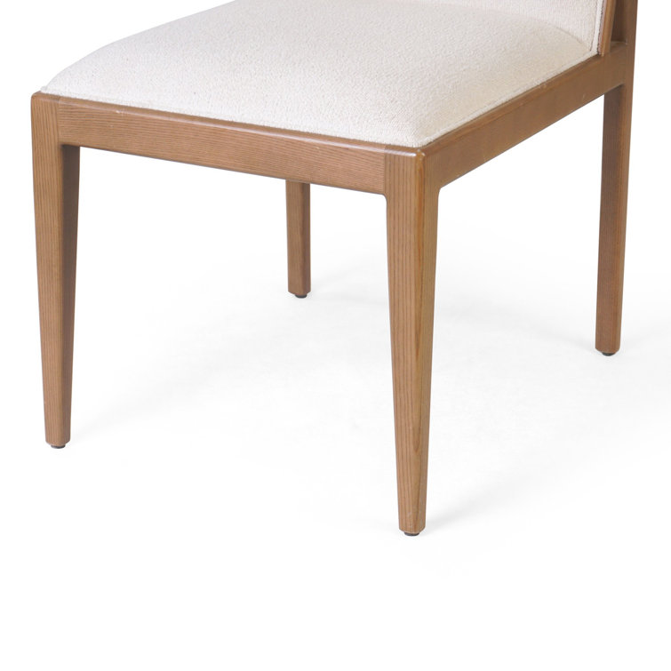 Natural Linen Upholstered Wood Side Chair, 34-inch Height