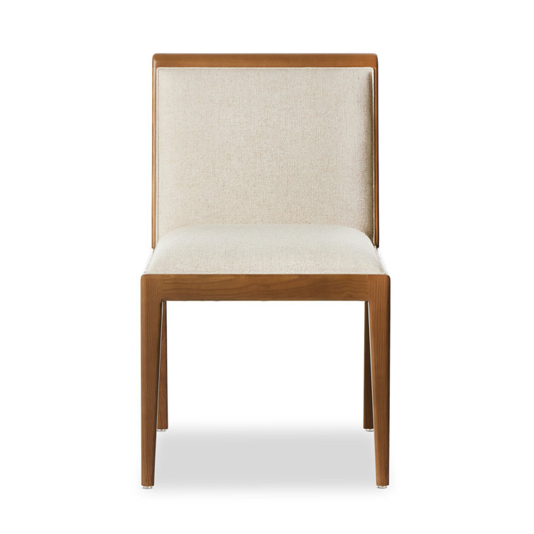 Natural Linen Upholstered Wood Side Chair, 34-inch Height