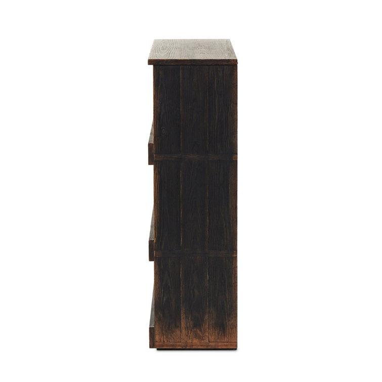 Brown Pine 12-Cubby Bookcase with Hand-Applied Finish
