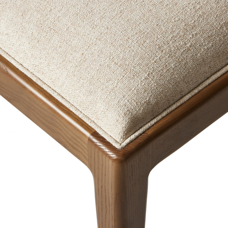 Natural Linen Upholstered Wood Side Chair, 34-inch Height