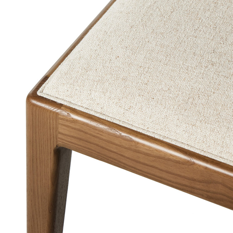 Natural Linen Upholstered Wood Side Chair, 34-inch Height
