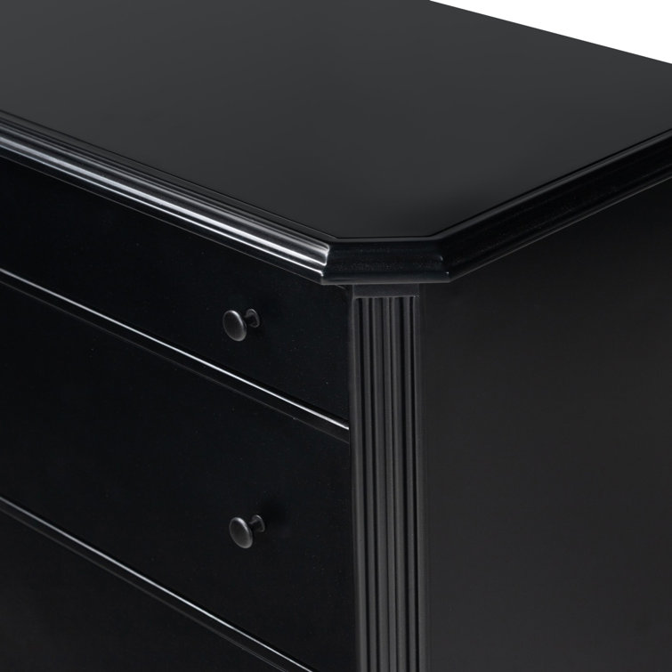 Matte Black Iron 3-Drawer Dresser with Turned Legs