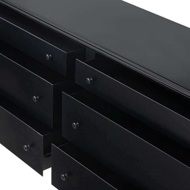 Lendon Black Iron 6-Drawer Dresser with Levelers