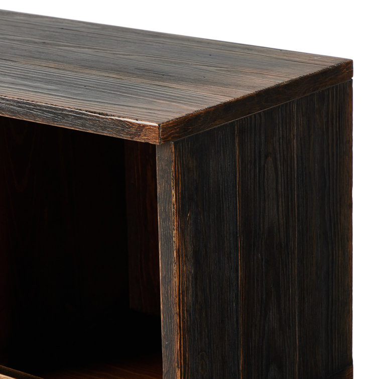Brown Pine 12-Cubby Bookcase with Hand-Applied Finish