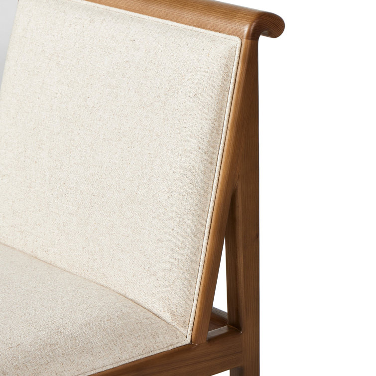 Natural Linen Upholstered Wood Side Chair, 34-inch Height