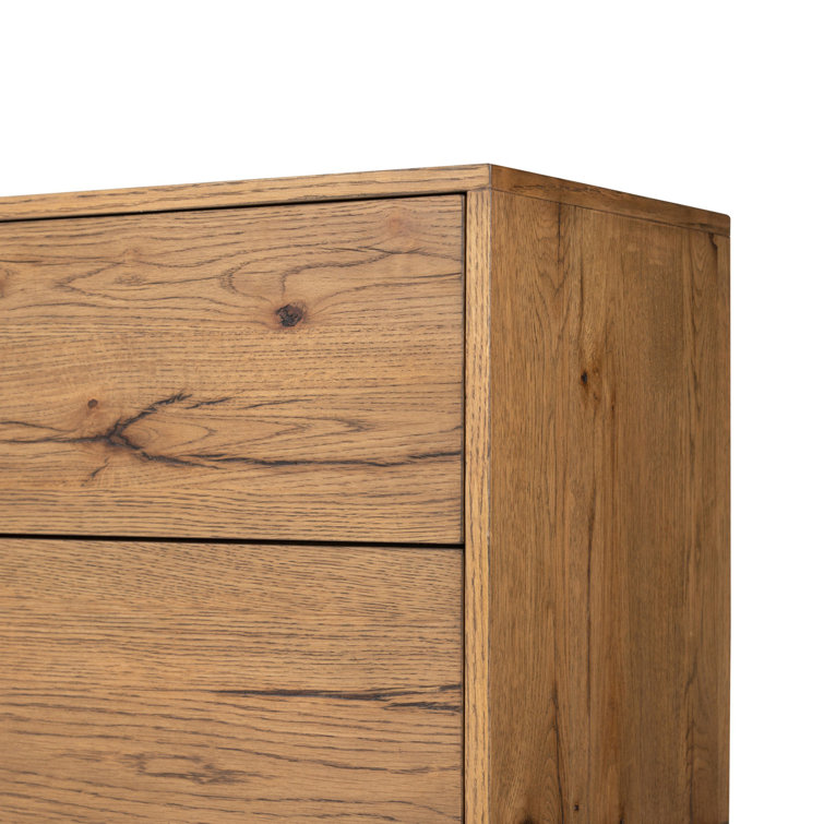 Rustic Amber Oak Media Console with Cabinet
