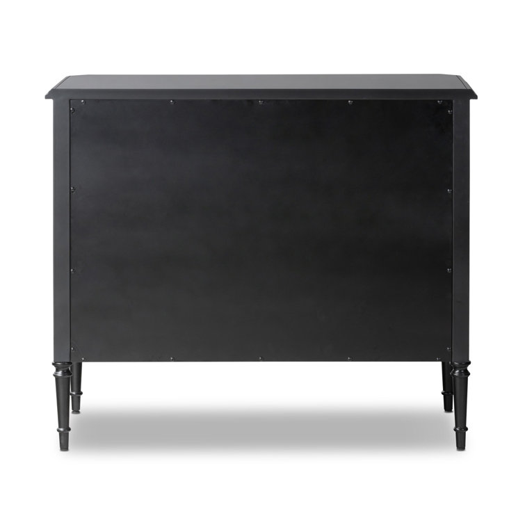 Matte Black Iron 3-Drawer Dresser with Turned Legs