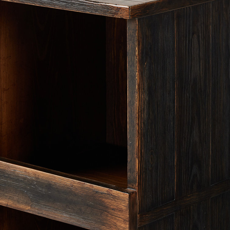 Brown Pine 12-Cubby Bookcase with Hand-Applied Finish