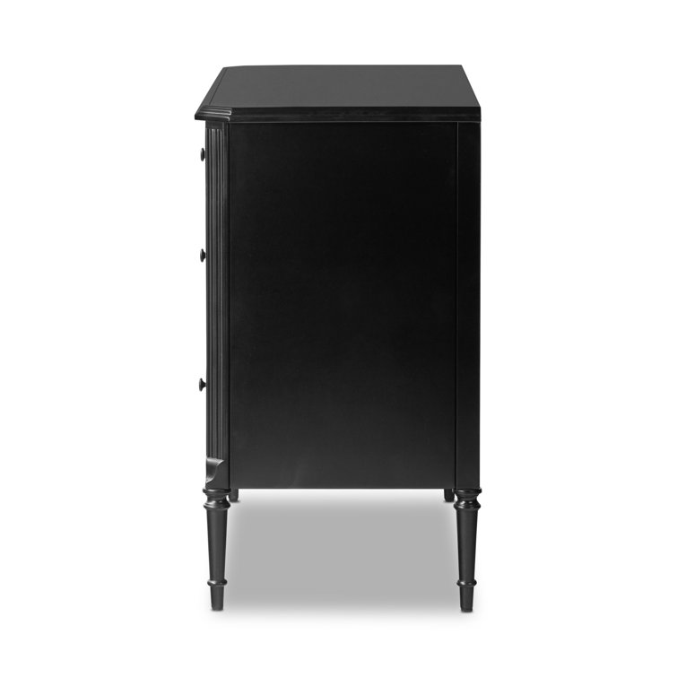 Matte Black Iron 3-Drawer Dresser with Turned Legs