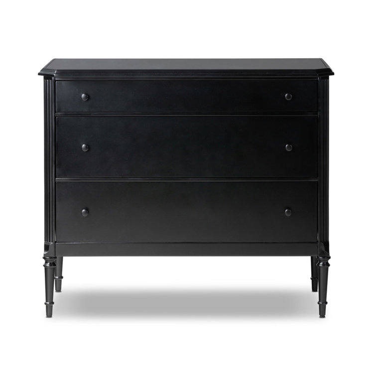 Matte Black Iron 3-Drawer Dresser with Turned Legs