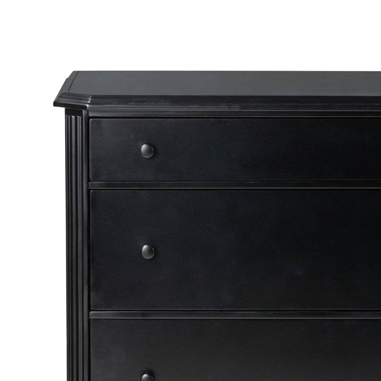 Matte Black Iron 3-Drawer Dresser with Turned Legs