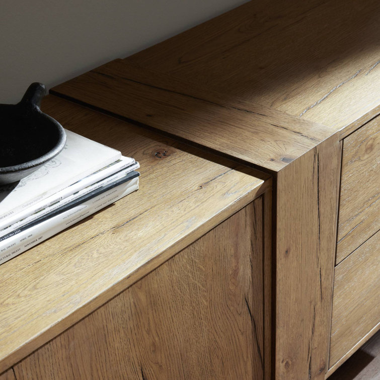 Rustic Amber Oak Media Console with Cabinet
