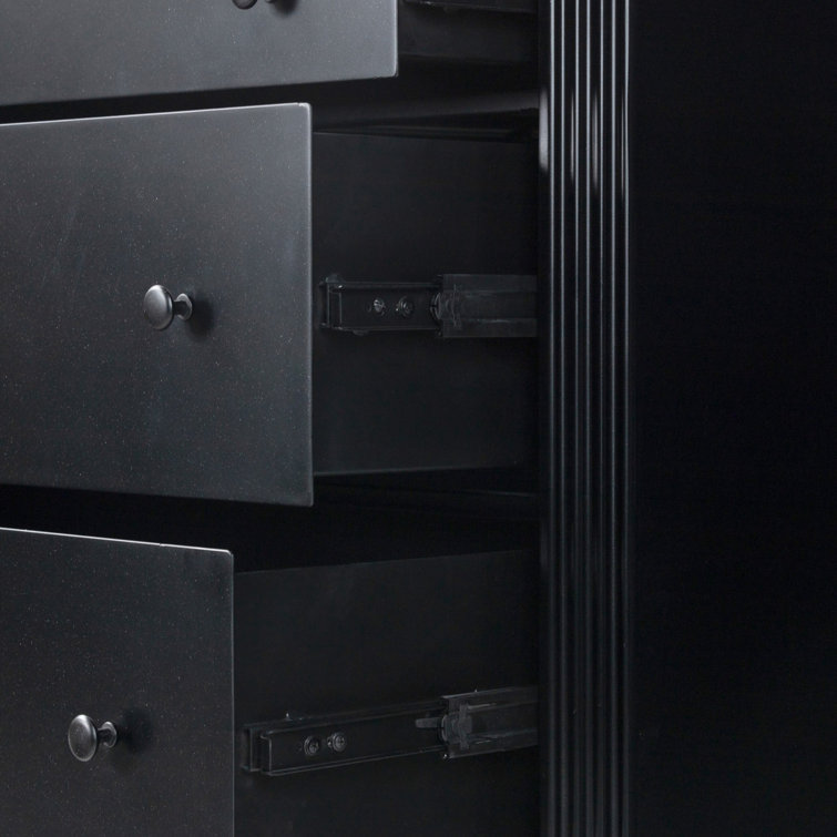Lendon Black Iron 6-Drawer Dresser with Levelers