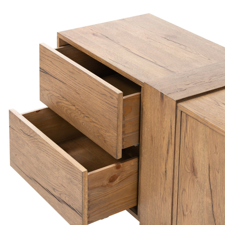 Rustic Amber Oak Media Console with Cabinet