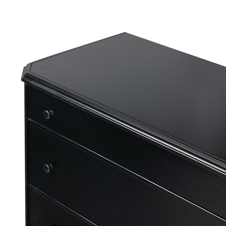 Matte Black Iron 3-Drawer Dresser with Turned Legs