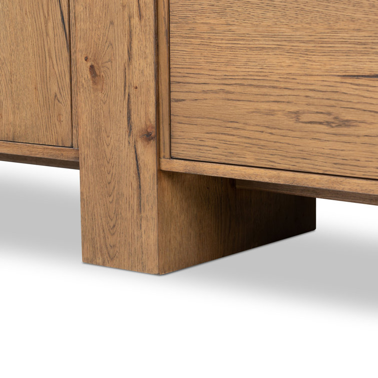 Rustic Amber Oak Media Console with Cabinet