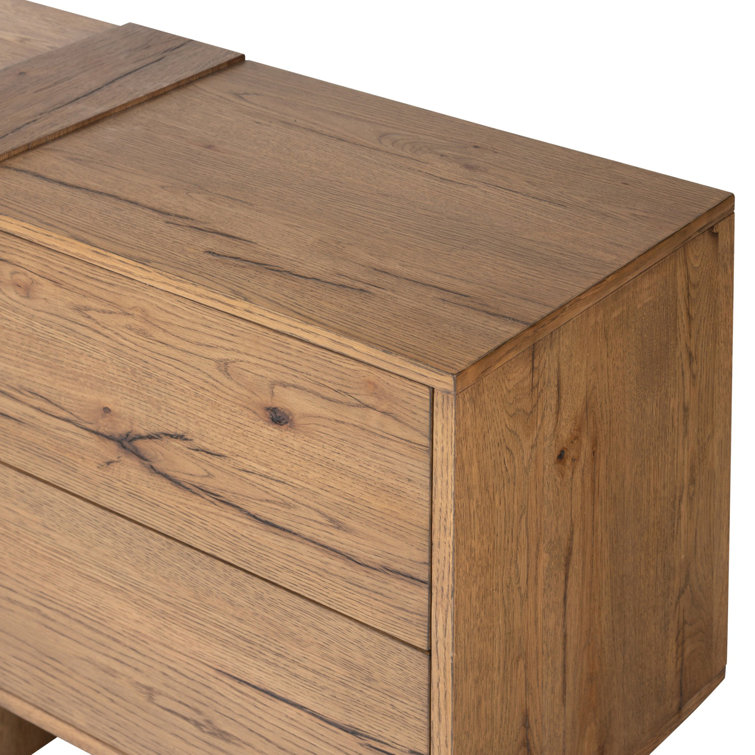 Rustic Amber Oak Media Console with Cabinet