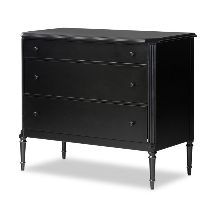 Matte Black Iron 3-Drawer Dresser with Turned Legs