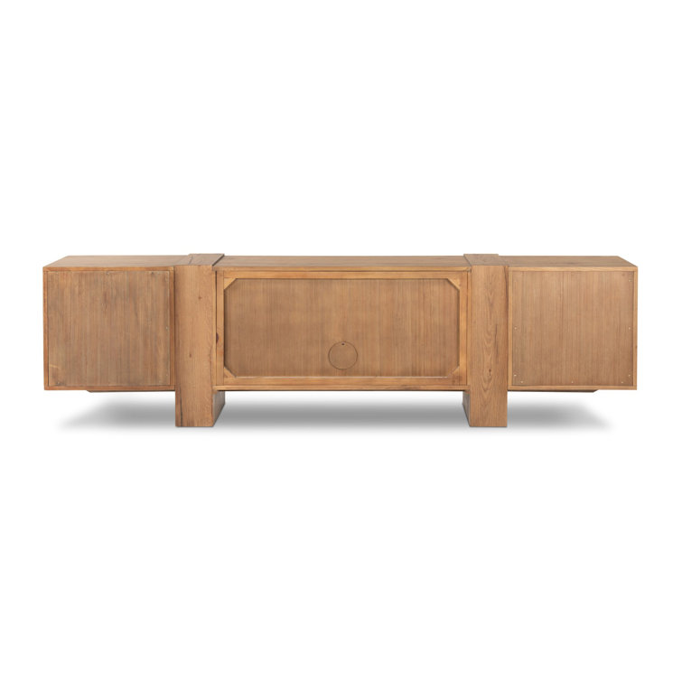 Rustic Amber Oak Media Console with Cabinet