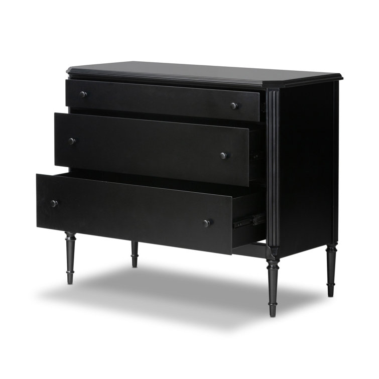 Matte Black Iron 3-Drawer Dresser with Turned Legs