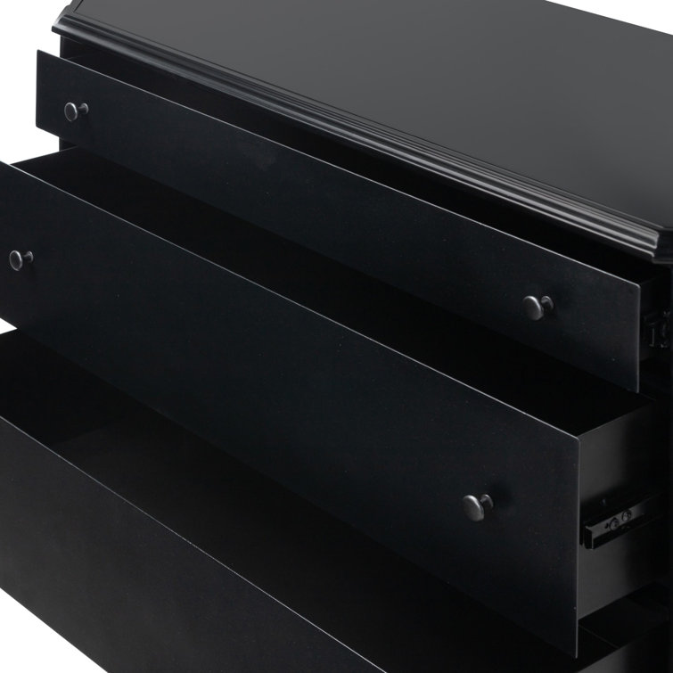 Matte Black Iron 3-Drawer Dresser with Turned Legs