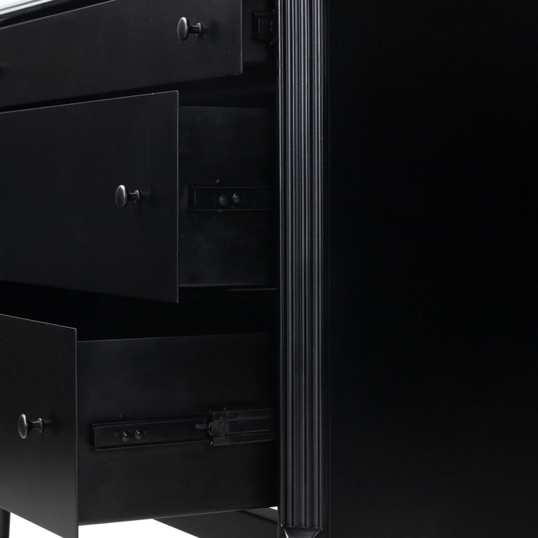 Matte Black Iron 3-Drawer Dresser with Turned Legs