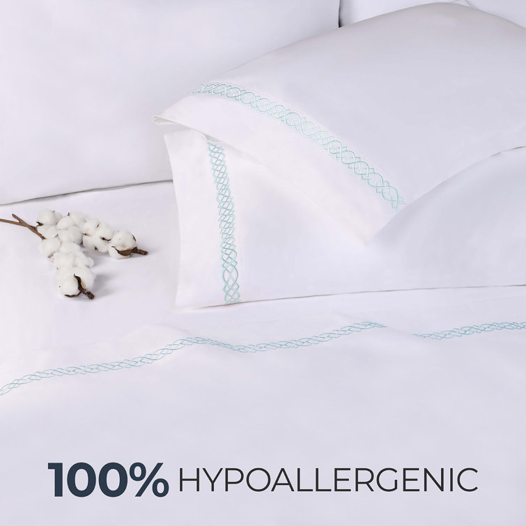 White-Charcoal Egyptian Cotton Embroidered Standard Pillowcases
