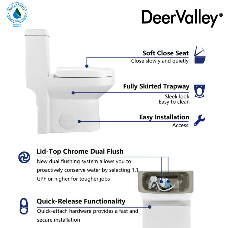 Compact White Ceramic Dual Flush Round Toilet with Seat