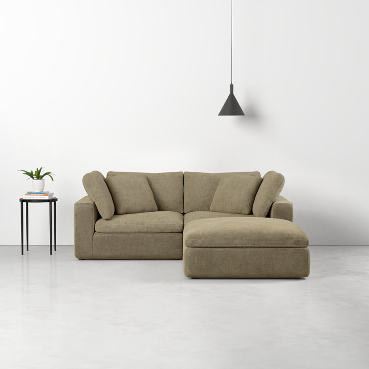Desert Sage Velvet Modular Sectional with Solid Wood Frame