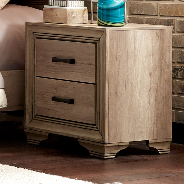 Sandstone Finish King Upholstered Bed with Dresser and Mirror