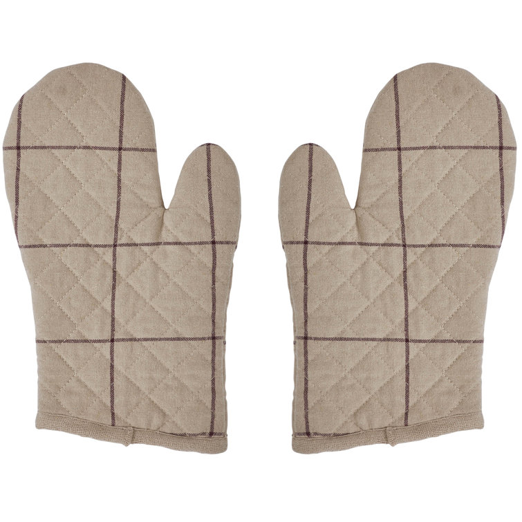 Connell Beige Cotton Quilted Oven Mitt Set