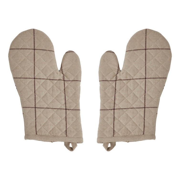 Connell Beige Cotton Quilted Oven Mitt Set