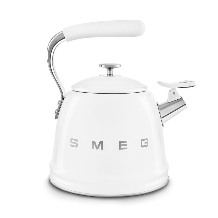 White Stainless Steel Whistling Stovetop Kettle