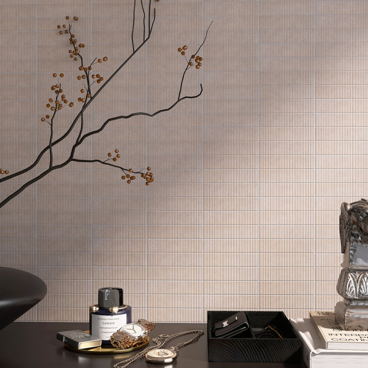 Beige 3" x 12" Ceramic Stone Look Subway Wall Tile