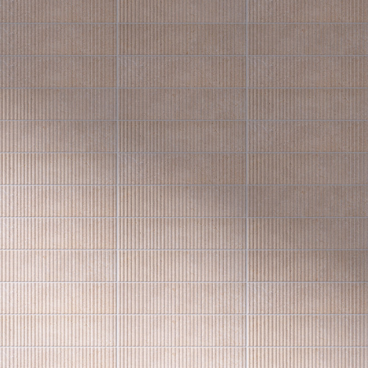 Beige 3" x 12" Ceramic Stone Look Subway Wall Tile